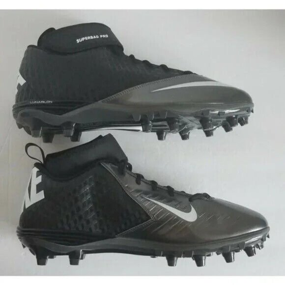 Nike Men Lunar Super Bad Pro TD Football Cleats 511334 009 Black Silver Size 18 main image 4